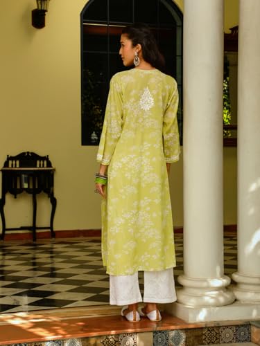 Image of Zainab Mulmul Straight Kurta |Chikankari | Chikankari Kurta | Chikankari Short Kurti | Lucknowi Chikankari Kurti (WL155-P)