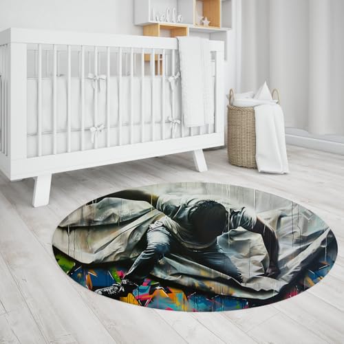 Tapis ronds pour salon antidérapant et doux sans perte - 4