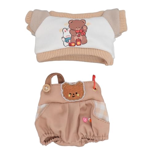 TYCIONG Vêtements de Poupée en Peluche, Adorable T-Shirt en Coton, Salopette pour Poupées de 8 Pouces, Ensemble de Déguisement, pour Les Enfants (Abricot)