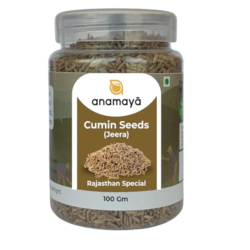 Cumin Seeds for cooking | Jeera Cumin Seeds 100g | Grown and Harvested in Rajasthan India | Packed in a reusable Jar | Sun Dried | No Preservative