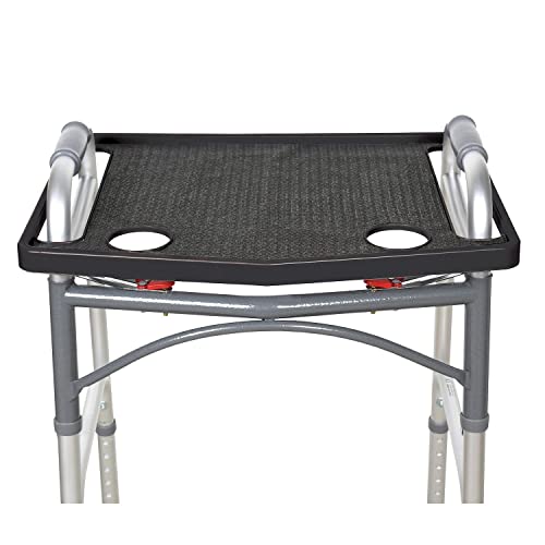 Support Plus Walker Tray Table - Mobility Table Tray For Walker, Non Slip Walker Tray Mat, Walker Accessories Mat, Cup Holder For Walker (21"X16") - Black #TOP1