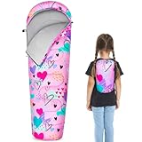 MHJY Sacco a pelo per bambini per ragazze e ragazzi, 3 stagioni, caldo e fresco, con borsa da viaggio, impermeabile, per viaggi, escursionismo, interni ed esterni, campeggio, essenziale