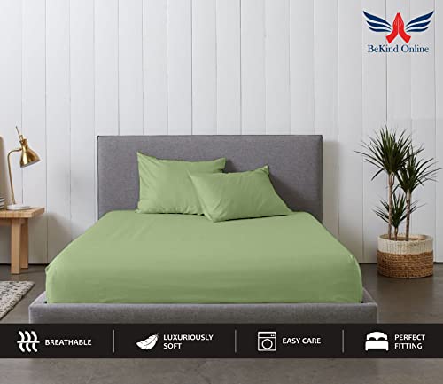 Image of Alberta King - 96 inchx96 inch Size Luxury 600 Thread-Count 100% Egyptian Long Staple Cotton Sheets Set Sheet Set Soft & Silky Sateen Weave 21 inch Extra Deep-Pockets - Alberta King, Sage