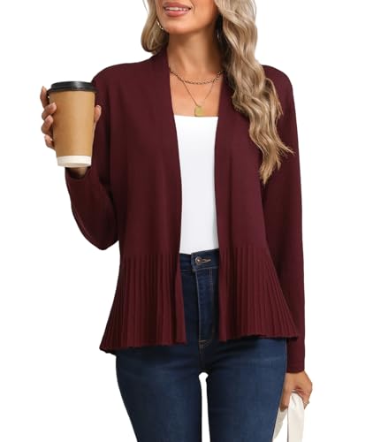CZYINXIAN Women's Casual Long Sleeves Cropped Cardigan Trendy Open Front Knit Cardigans Outwear 20252