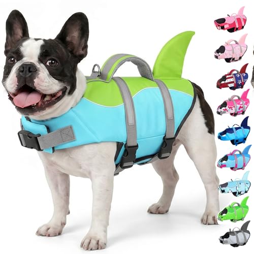 AOFITEE Small Dog Life Jacket Shark Dog Life Vest for Swimming Boating, S