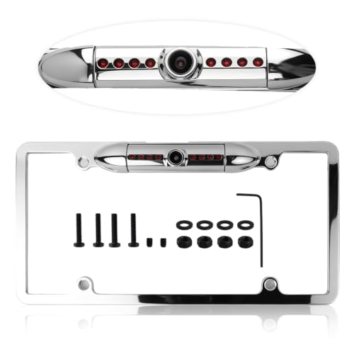 Image of License Plate Backup Camera,HD Night Vision Reverse Camera with 8 LED,170Wide Angle IP67 Waterproof Car Rear View Camera Fits Car Truck SUV RV with US License Plates (Silver)