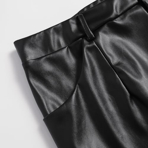 Women's Faux Leather Long Skirt, High Waist Slim Fit with Front Zipper & Side Slit, Stretchy Pencil Skirt for Casual/Office4