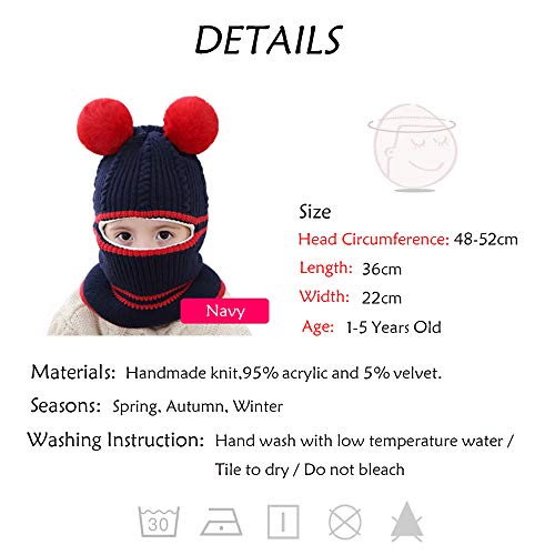 Baby Boys Girls Winter Hats Warm Cozy Knitted Scarf Earflap Beanie Fleece Lining Caps2