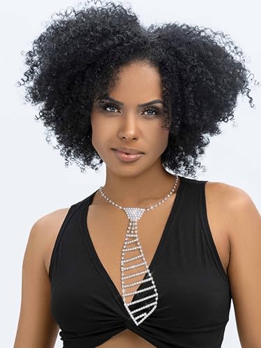 ELABEST Sparkly Rhinestone Necklace Tie Gothic Diamond Choker Crystal Tennis Chain Wedding Bridal Bridesmaid Jewelry for Women3