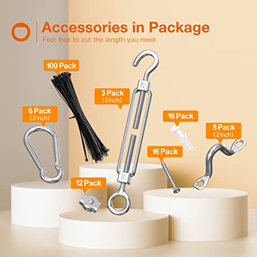 Addlon - 164 Ft Nylon Coated Stainless Steel Cable Hanging Kit For Outdoor String Lights, Stainless Steel Corrosion Resistant, Outdoor String Light Suspension Kit Guide Wire For Patio, Garden #TOP1