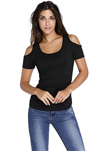 O&W White Scoop Neck Cold Shoulder Stylish T-Shirt