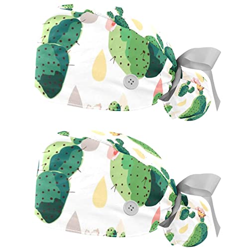 Chapeaux bouffants à motif cactus pour rester au frais en cuisine et en atelier
