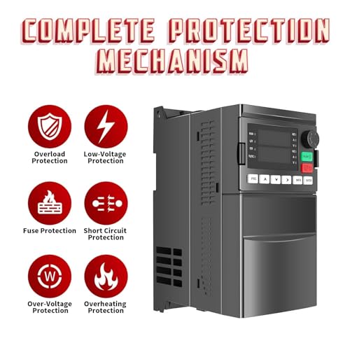 Nakkaa VFD 1.5KW 220V Variable Frequency Drive 2HP 1 or 3 Phase 50/60HZ Input 0-3200HZ 3 Phase Output 7A Inverter Converter Variable Frequency Controller for CNC Spindle Motor Speed Control