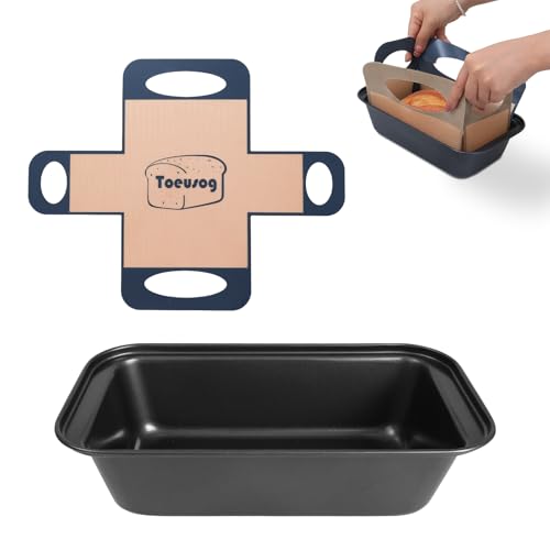 Toeusog Rechteckig Brotbackform Kasten Set: Kastenform Kuchen mit Backmatte mit Griff 27x15x7cm - Antihaft Brötchen Backform zum Toastbrot Backen - Brotform für Backofen aus Karbonstahl