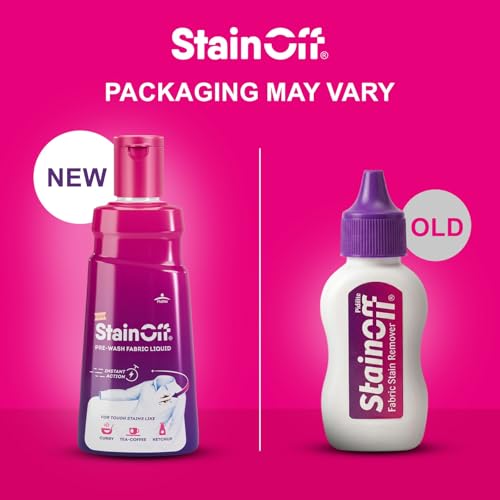Image of StainOff Fabric Stain Remover Liquid - 50ml, Pack of 2 | Powerful Spot Cleaner for Clothes, Upholstery & Linen | Safe on All Fabrics | Quick Action Formula | Travel-Friendly Bottle