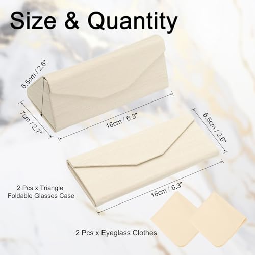 Image of PATIKIL Foldable Glasses Case, Triangle Magnetic Sunglasses Organizer Case PU Leather Eyeglass Case with Cloth for Glasses