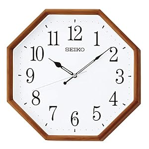 Seiko Clock KX263B Wall Clock, Natural, Radio Controlled, Tea Wood, 12.6 x 12.6 x 2.0 inches (320 x 320 x 52 mm)