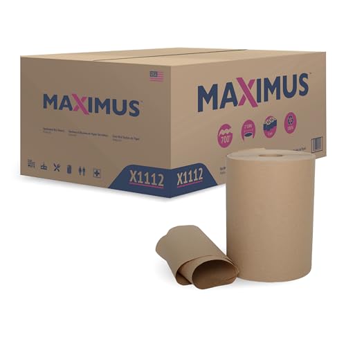 Maximus X1112 Heavyweight 10" Recycled Paper Towels with Superior Absorbency, Natural Commercial Paper Towels Rolls Suitable for Office, Restaurant, and Healthcare Facilities, 6 Rolls Per Case