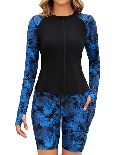 Arolina Womens Rash Guard Long Sleeve Swim Shirts Swimsuit 2026 Bathing Suit with Womens Swim Shorts & Two Pockets - Image 3