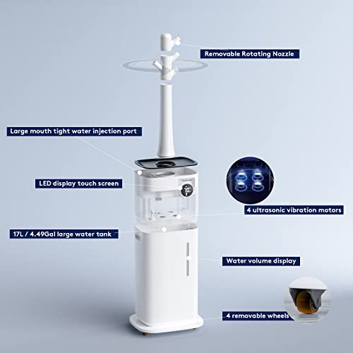 Toutouan Tower Humidifiers For Whole House, 2000Ml/H Cool Mist Humidifier For 2000 Sq Ft Large Room, 20L/5.2Gal Top Fill 360° Rotation Nozzle Industry Humidifiers For Warehouse Commercial Home Plants #TOP3