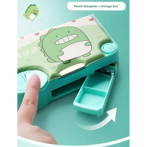 Image of Storio Kids Pencil Box, Space & Dino Theme, Unisex, Multi-Color, 4 Compartments, Magnetic Lock