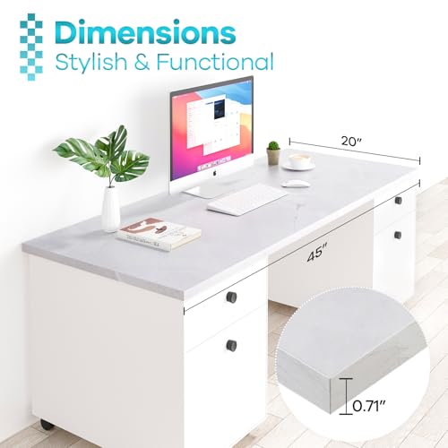 Kaboon Universal Tabletop 45\"x20\", Solid One-Piece Melamine Table Top, Double Desk L-Desk Floating Desk DIY, Home and Office, White Rock