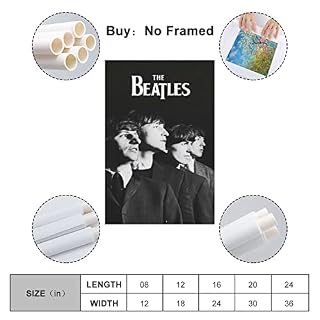LORGL Poster décoratif sur toile The Beatles Black & White Art – Impression moderne pour chambre à coucher – 50 x 75 cm - Les Beatles, Paul McCartney, John Lennon, RIngo Starr, George Harrison LORGL Poster décoratif sur toile The Beatles Black & White Art - Impression moderne pour chambre à coucher - 50 x 75 cm – Image 2