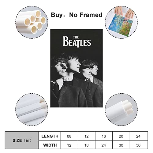 LORGL Poster décoratif sur toile The Beatles Black & White Art – Impression moderne pour chambre à coucher – 50 x 75 cm - Les Beatles, Paul McCartney, John Lennon, RIngo Starr, George Harrison LORGL Poster décoratif sur toile The Beatles Black & White Art - Impression moderne pour chambre à coucher - 50 x 75 cm – Image 3