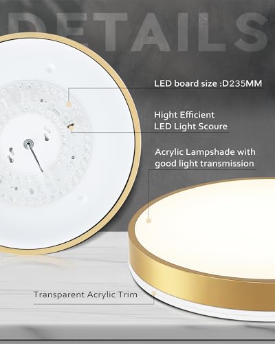 Image of Ken & Ricky 16 inch Modern Flush Mount Ceiling Light,Brush Gold,1 Pack