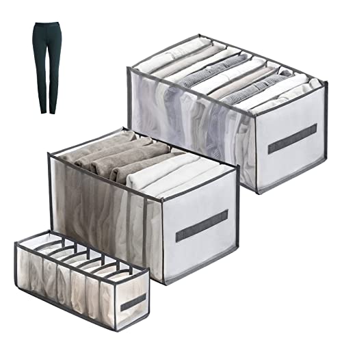 Hoypeyfiy 3 Stück Aufbewahrungsboxen für Kleidung Faltbare Schublade Organizer Kleiderschrank Schubladen Organizer für Unterwäsche, Hosen Organizer für BHS, Socken, Jeans Cover