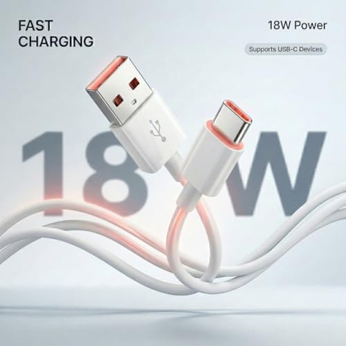 Image of Compatible with MI 18W Type-C Fast Charging Cable with HyperCharge Support | 6A High-Speed Data Sync | Durable USB-C Cable for Android Phones, Tablets & Power Banks | for Redmi, Poco, Mi Compatible