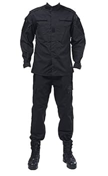 Amazon | 迷彩服 上下セット BDU 戦闘服 BK ブラック 黒 XXS
