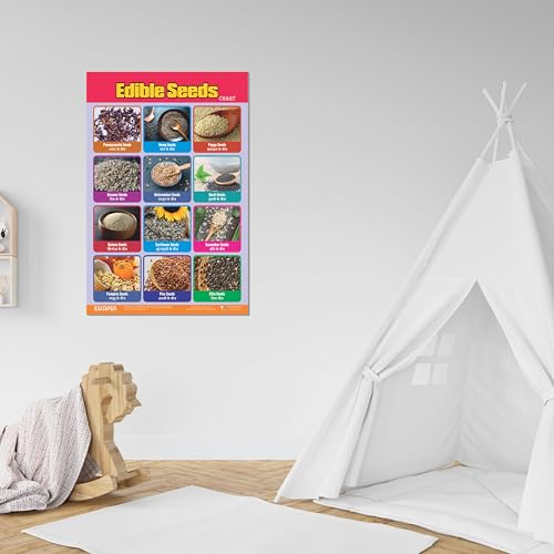 Image of ESCAPER Edible Seeds Educational Learning Charts (11.5 x 17.5 Inches), 300 GSM Paper, Laminated, Self Adhesive Back, Kids Study Material, Perfect For Home Schooling, Nursery Students