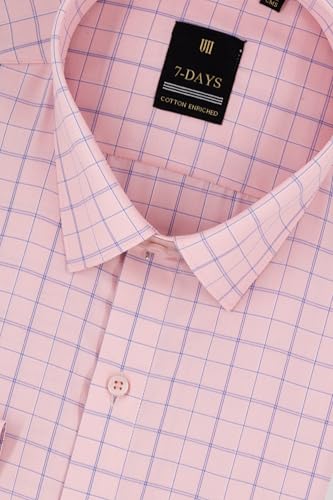 Image of 7-DAYS Men's Premium Checks Formal Shirt - Cotton Rich, Regular Fit, Full Sleeve, with Pocket, Wrinkle Resistant - Stylish Office & Everyday Wear.