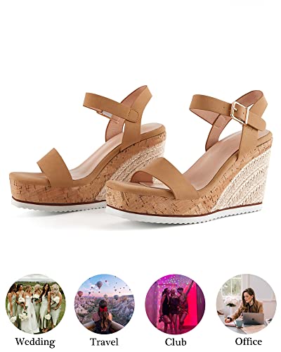 Image of Coutgo Women's Espadrille Wedge Platform Sandals Open Toe Ankle Buckle Strap Casual Summer Shoes