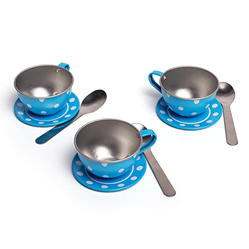 Bigjigs Toys Blau-weiß gepunktetes Teeservice – Bild 6