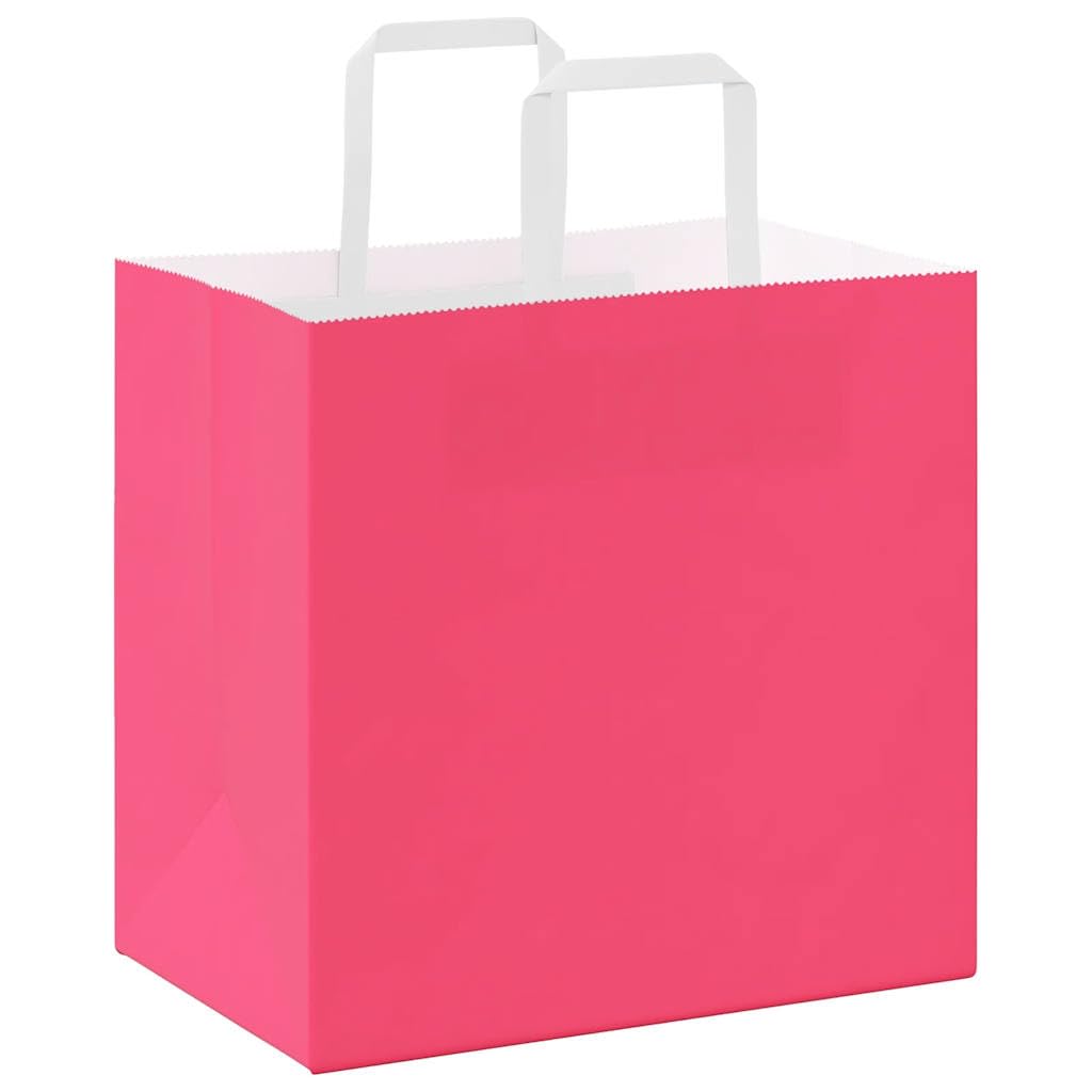 Papiertragetaschen Rosa 26x17x25 cm aus Kraftpapier mit Papierseilhenkeln 250 Stk. nachhaltige Geschenktüten für Geburtstag Hochzeit Party Kindergeburtstag Jubiläum