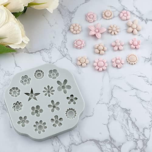 image for meeeyya Flower Polymer Clay Molds, 2Pcs Polymer Clay Molds for Jewelry