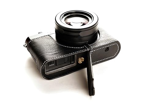 Demi-étui Leica D-LUX7 fait main cuir noir améliorant la prise en main