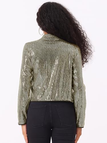 Image of Allegra K Sequin Blazer for Women's Open Front Party Sparkly Bolero Shrug