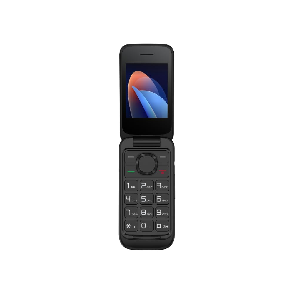 TCL Onetouch 5023 Schermo 2.4" Telefono Cellulare Facile Uso, Tasti Grandi per Anziani. Base caricatore, fotocamera, Bluetooth, torcia elettrica, pulsante SOS, registratore, nero [Versione ES/PT]