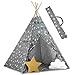Ricokids Tipi - Tienda de campaña Infantil (algodón, con 2 Cojines, colchón, Bolsa de Transporte), Color Gris Claro