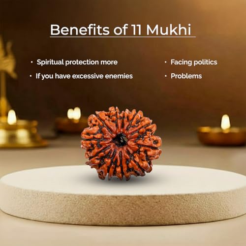 Image of Divine Hindu Original 11 Mukhi (Eleven Face) Indonesia Rudraksha | Ekadash Mukhi Rudraksh Bead for Meditation & Spiritual Growth | Natural Rudraksha for Men & Women | Prayer Bead for Success, Peace