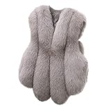 Lulupi Pelzweste Damen Ärmellose Jacke Winterjacke Kunstpelz Weste Winter Warm Faux Pelz Mantel Pelzmantel Pelzjacke