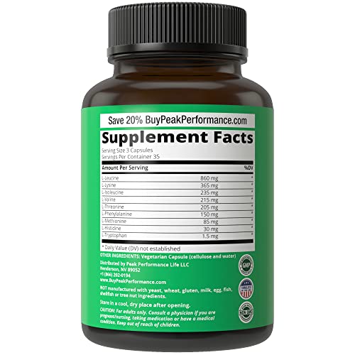 All 9 Essential Amino Acids Supplement. Capsules With 3X More Leucine For Muscle Recovery, Growth. Eaa Supplement Better Than Bcaa / Bcaas Branched Chain Aminos Acid. Usa Tested Eaas For Men + Women #TOP2