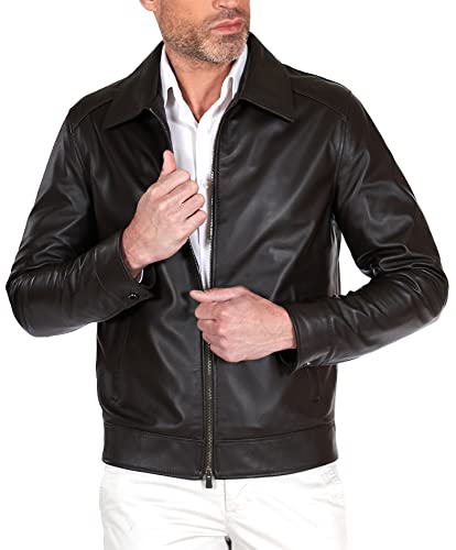 D'Arienzo Lederjacke Herren Braun Vinatge Italienisch Biker Leder...