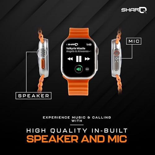Image of SHARQ Smart Watch with 1.91 inch Display, Bluetooth Calling, AI Voice Assistant, Functional Crown, Heart Rate & SpO2 Monitoring, Waterproof IP67 with Fast Charging(Titanium Gold)