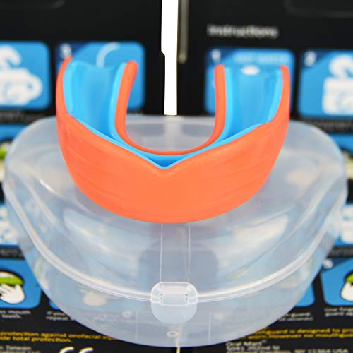 Oral Mart Orange/Blue Adult Mouth Guard - Adult Sports Mouth Guard for Karate, Boxing, Sparring, Football, Field Hockey, BJJ, Muay Thai,Soccer, Rugby, Martial Arts