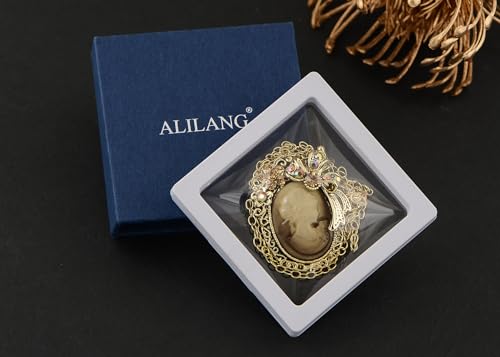 Image of Alilang Vintage Inspired Crystal Rhinestones Victorian Lady Cameo Pendant Necklace Maiden Flower Ribbon Bow Brooch Pin