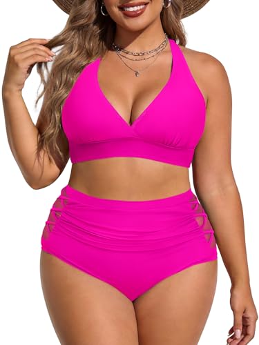 Image of American Trends Womens Plus Size Bikini Set - Tummy Control, High Waisted 2 Piece Swimsuits Bathing Suits